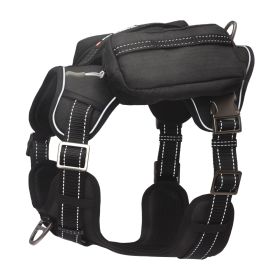 PETMARVEL High-Perfomance Tactical Dog Harness With Backpack, No Pull Front Clip & Metal Buckles (Option: Black-Large)
