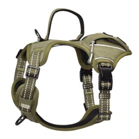 PETMARVEL High-Perfomance Tactical Dog Harness With Poop Bag Holder, No Pull Front Clip & Metal Buckles, Brown S (Option: Army Green-Medium)