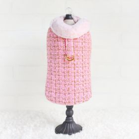 Chantel Tweed Dog Coat (Color: Bubblegum Pink, size: LG)