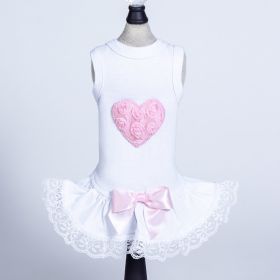 Puff Heart Lace Dog Dress (Color: Pink, size: XXS)