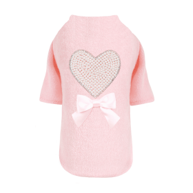 Pearl Heart Dog Sweater (Color: Peach, size: SM)