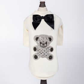 Teddy Bow Tee Dog Tee (Color: Ivory, size: MD)
