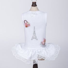 Paris Dog Dress (Color: White, size: XS)