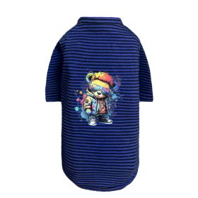 Punk Brats Dog Tee (Color: Striped Navy, size: LG)