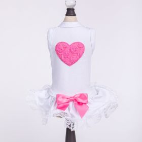 Puff Heart Lace Dog Dress (Color: Hot Pink, size: MD)