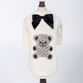Teddy Bow Tee Dog Tee (Color: Ivory, size: SM)